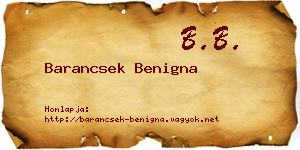 Barancsek Benigna névjegykártya